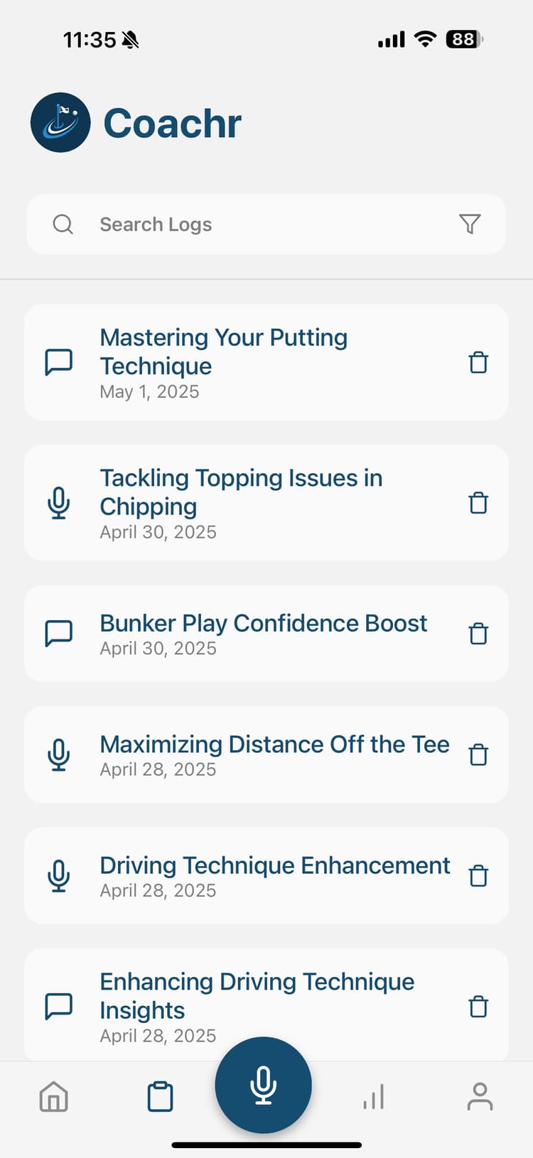coachr-logs screenshot
